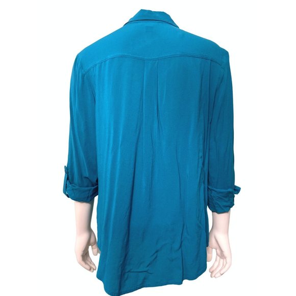 A.N.A. A New Approach Black Red Purple Geometric Print Roll Tab Sleeves Size XL - Picture 4 of 9